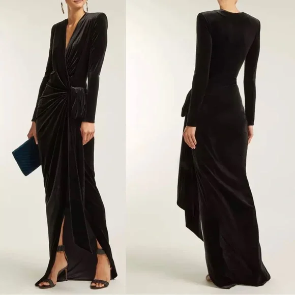 COPY - Deep V-neck Long Velvet Dress Women - Picture 3 of 4